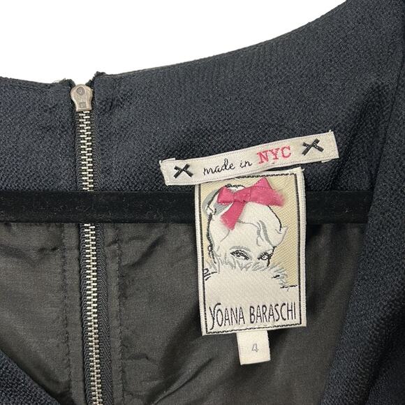 Yoana Baraschi Deep Navy Sheath Ruffle Shoulder Dress Women’s size 4 - Picture 3 of 7